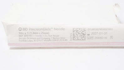 BD 305195 PrecisionGlide Ndle 18G x 1inch